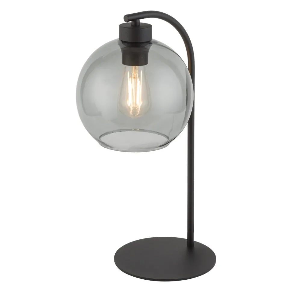 Lampka Nocna CUBUS Czarny Grafitowy Szklany Klosz 46cm