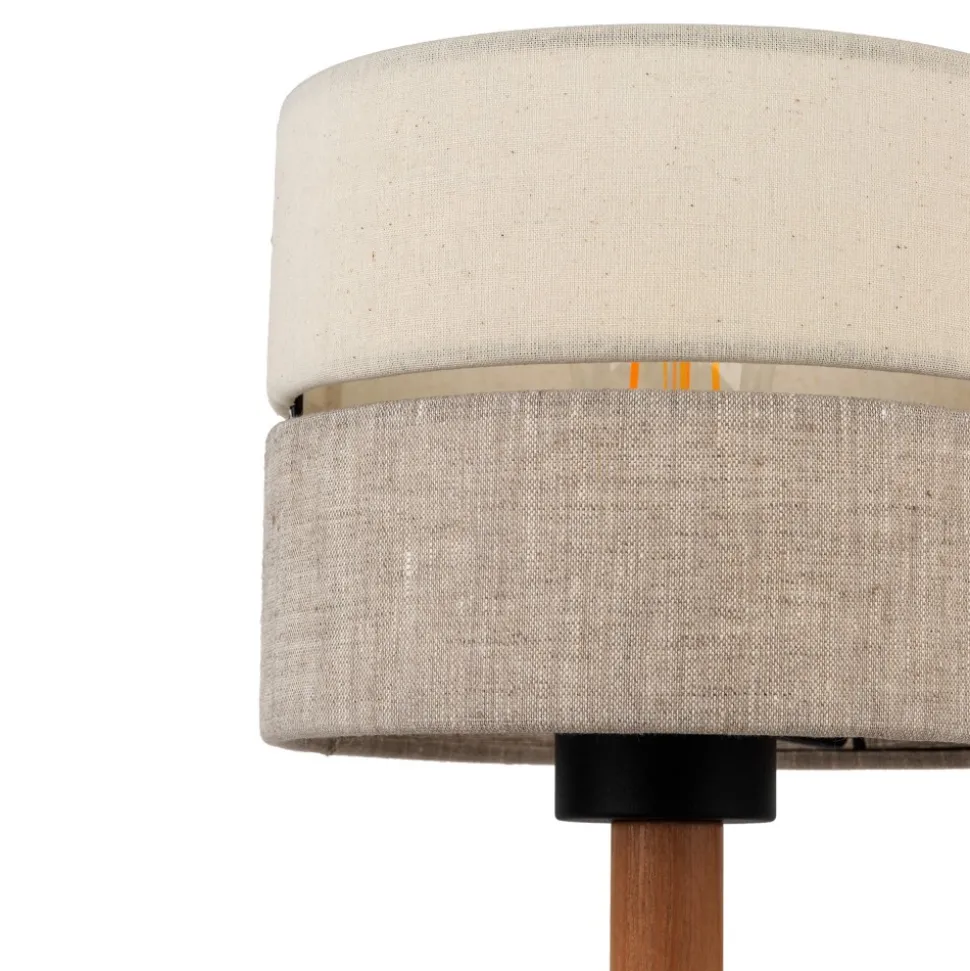 Lampka Nocna ECO Brązowy Beżowy Abażur 34cm