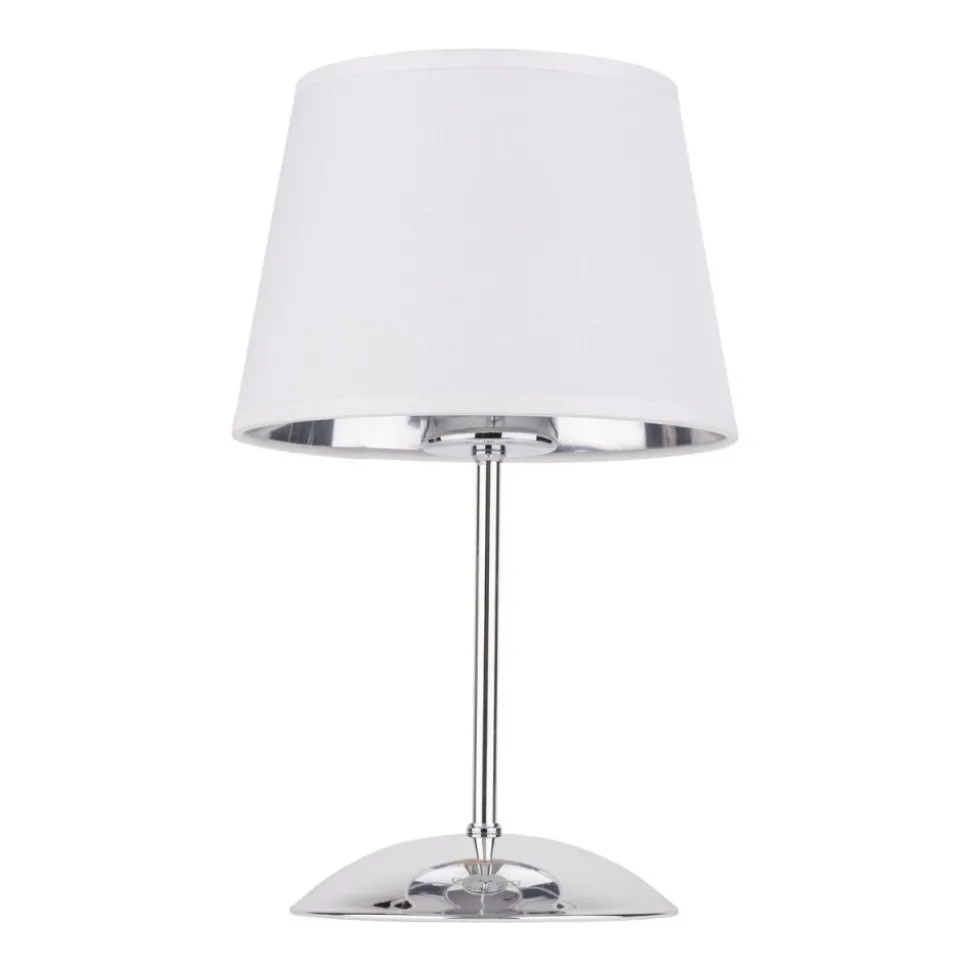 Lampka Nocna GLORY Chrom Biały Abażur 33cm
