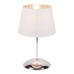 Lampka Nocna GLORY Chrom Biały Abażur 33cm