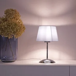 Lampka Nocna GLORY Chrom Biały Abażur 33cm
