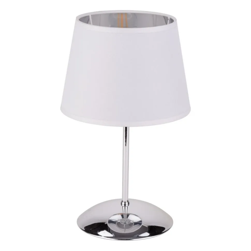 Lampka Nocna GLORY Chrom Biały Abażur 33cm