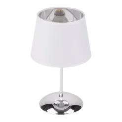 Lampka Nocna GLORY Chrom Biały Abażur 33cm