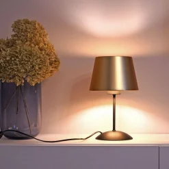 Lampka Nocna GLORY Czarny Złoty Abażur 33cm