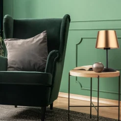 Lampka Nocna GLORY Czarny Złoty Abażur 33cm
