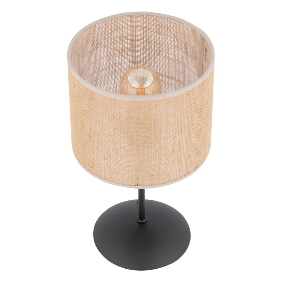 Lampka Nocna JUTA Czarny Brązowy Boho Abażur 36cm