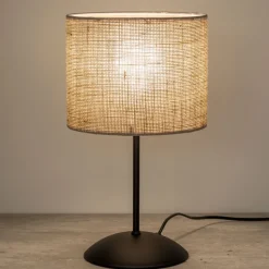 Lampka Nocna JUTA Czarny Brązowy Boho Abażur 36cm