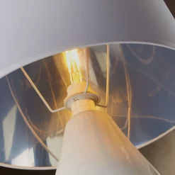 Lampka Nocna LACRIMA Biały Srebrny Abażur 67cm