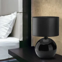 Lampka Nocna PALLA Czarny Abażur 50cm