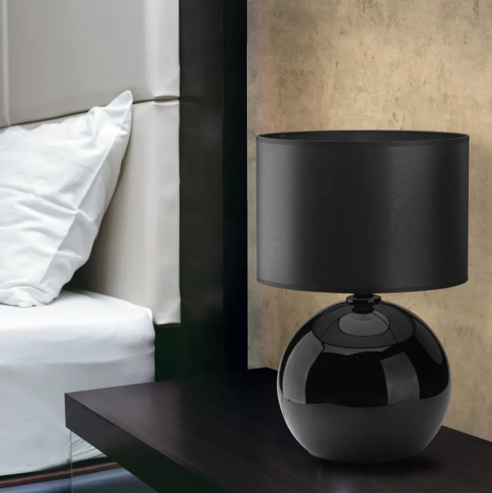 Lampka Nocna PALLA Czarny Abażur 50cm