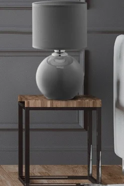 Lampka Nocna PALLA Szary Abażur 36cm