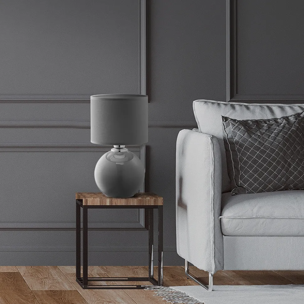 Lampka Nocna PALLA Szary Abażur 36cm