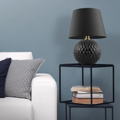 Lampka Nocna SANTANA Czarny Abażur 60 cm