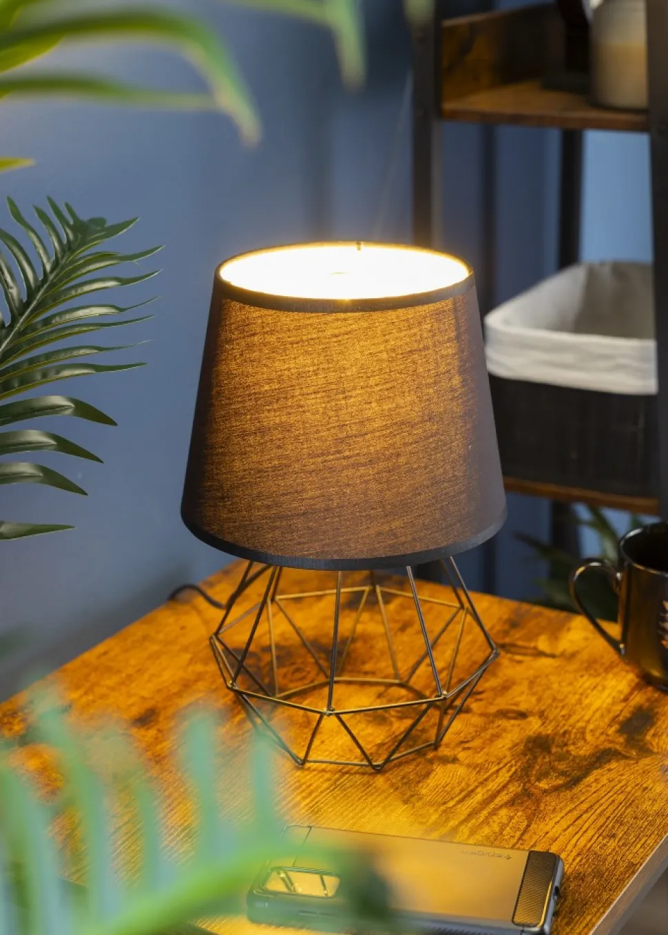 Lampka nocna stołowa Diament czarna