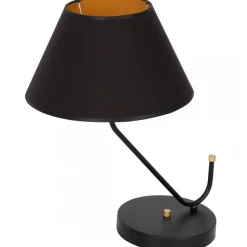 Lampka Nocna VICTORIA Czarny Złoty Abażur 1xE27 50cm