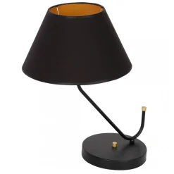 Lampka Nocna VICTORIA Czarny Złoty Abażur 1xE27 50cm