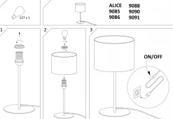 Lampka Stołowa ALICE Czarny Złoty Abażur 1xE27 40,5cm