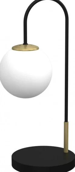 Lampka Stołowa CAMBRIDGE Czarny Złoty Szklany Klosz 1xE14 52cm