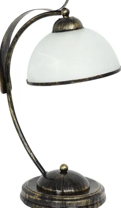 Lampka Stołowa KORFU Brązowy Złoty Szklany Klosz 1xE27 43cm