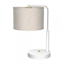 Lampka Stołowa LINO Bialy Szary Abażur 1xE27 37cm