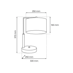 Lampka Stołowa LINO Bialy Szary Abażur 1xE27 37cm