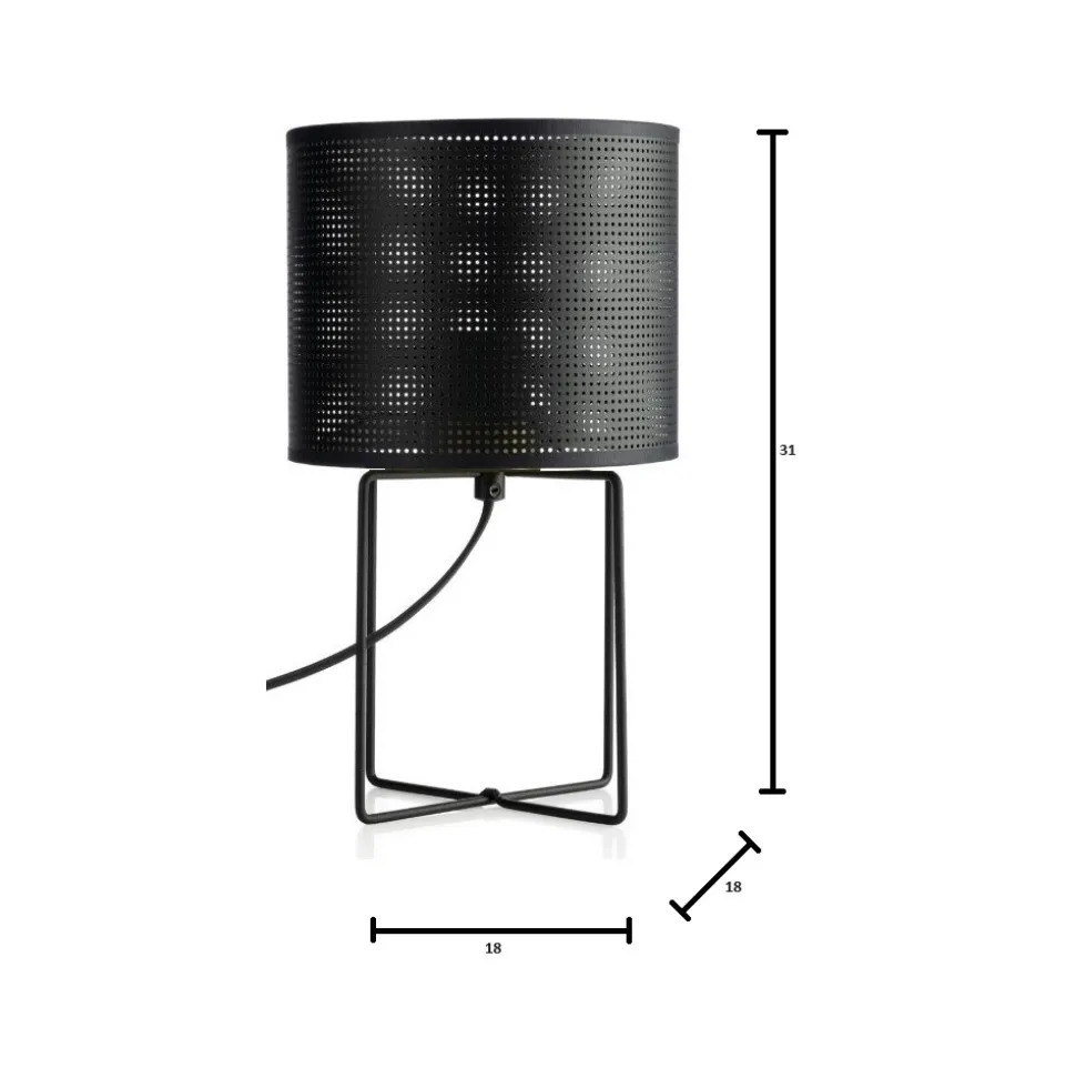 Lampka Stołowa LOFT SHADE Czarny Klosz z Tworzywa 1xE27 31cm