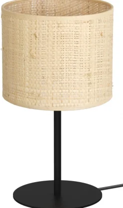 Lampka Stołowa RATTAN Czarny Beżowy Abażur 1xE27 34cm
