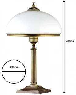Lampka Stołowa ZEUS Patyna Szklany Klosz 2xE14 50 cm
