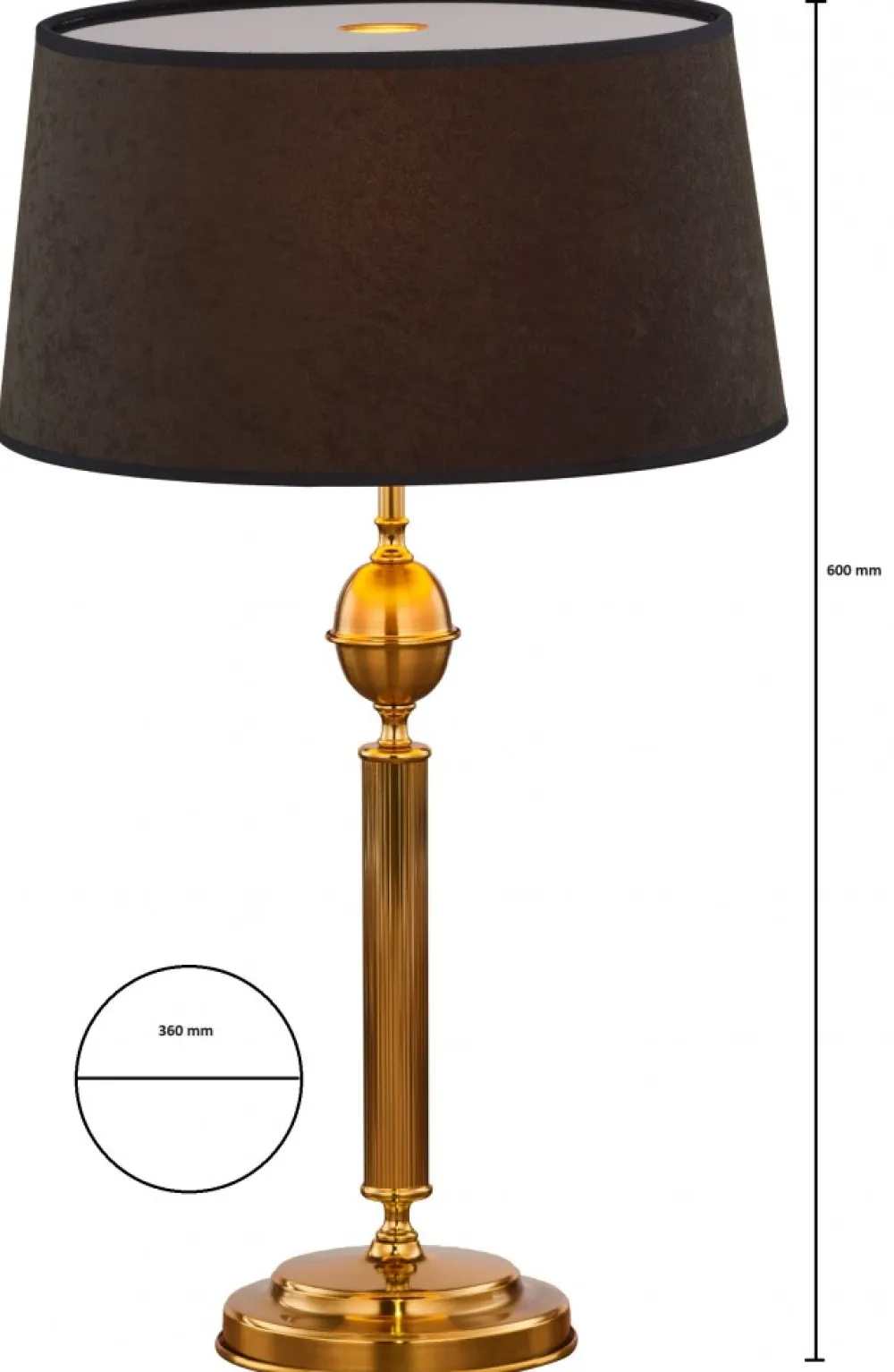 Lampka Nocna BATUMI Złoty Czarny Abażur 1xE27 60 cm * Jupiter