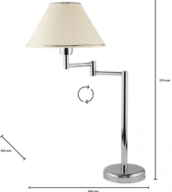 Lampka Nocna BEGAMO Regulowana Srebrny Ecru Abażur 1xE27 57 cm * Jupiter New