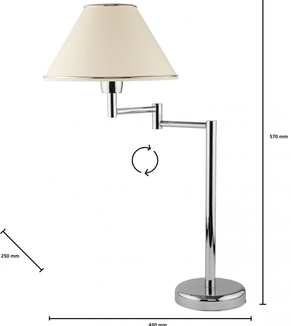 Lampka Nocna BEGAMO Regulowana Srebrny Ecru Abażur 1xE27 57 cm * Jupiter New