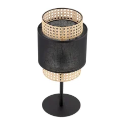 Lampka Nocna BOHO Czarny Beżowy Abażur 45cm * TK Lighting Sale