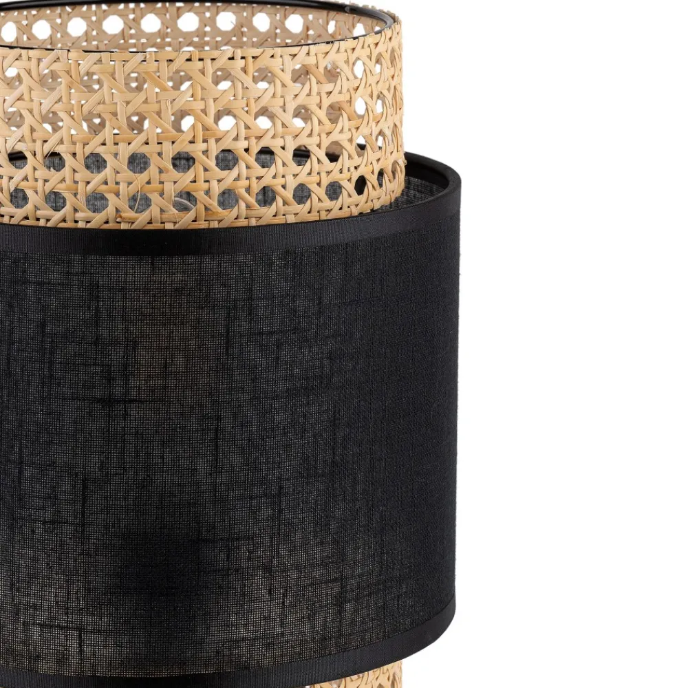 Lampka Nocna BOHO Czarny Beżowy Abażur 45cm * TK Lighting Sale