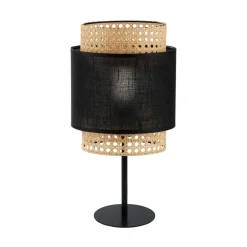 Lampka Nocna BOHO Czarny Beżowy Abażur 45cm * TK Lighting Sale