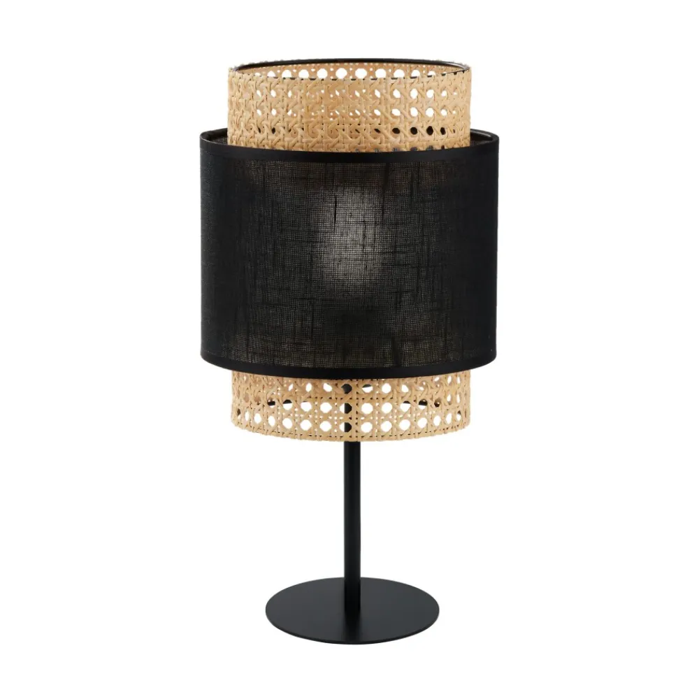 Lampka Nocna BOHO Czarny Beżowy Abażur 45cm * TK Lighting Sale
