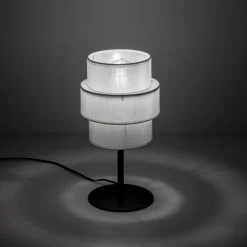 Lampka Nocna CALISTO Czarny Biały Abażur 38cm * TK Lighting