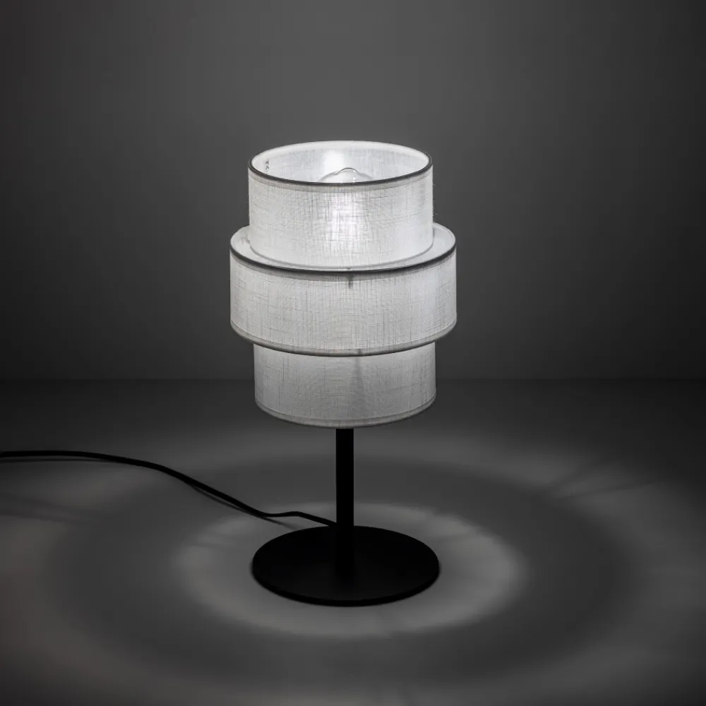Lampka Nocna CALISTO Czarny Biały Abażur 38cm * TK Lighting