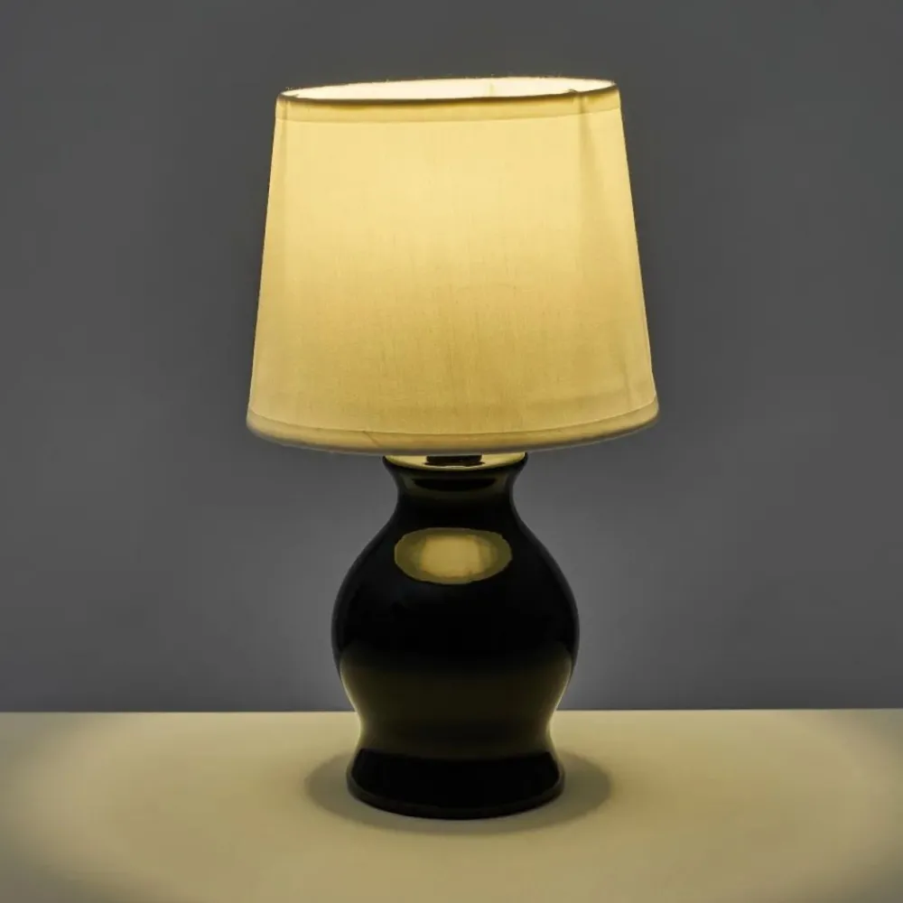 Lampka nocna ceramiczna biało-czarna 26 cm * HowHomely Best