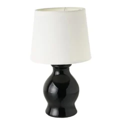 Lampka nocna ceramiczna biało-czarna 26 cm * HowHomely Best