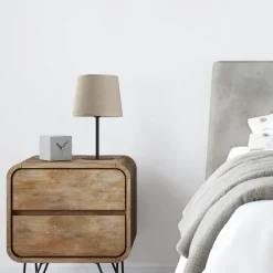Lampka Nocna CHICAGO Czarny Beżowy Abażur 41 cm * TK Lighting