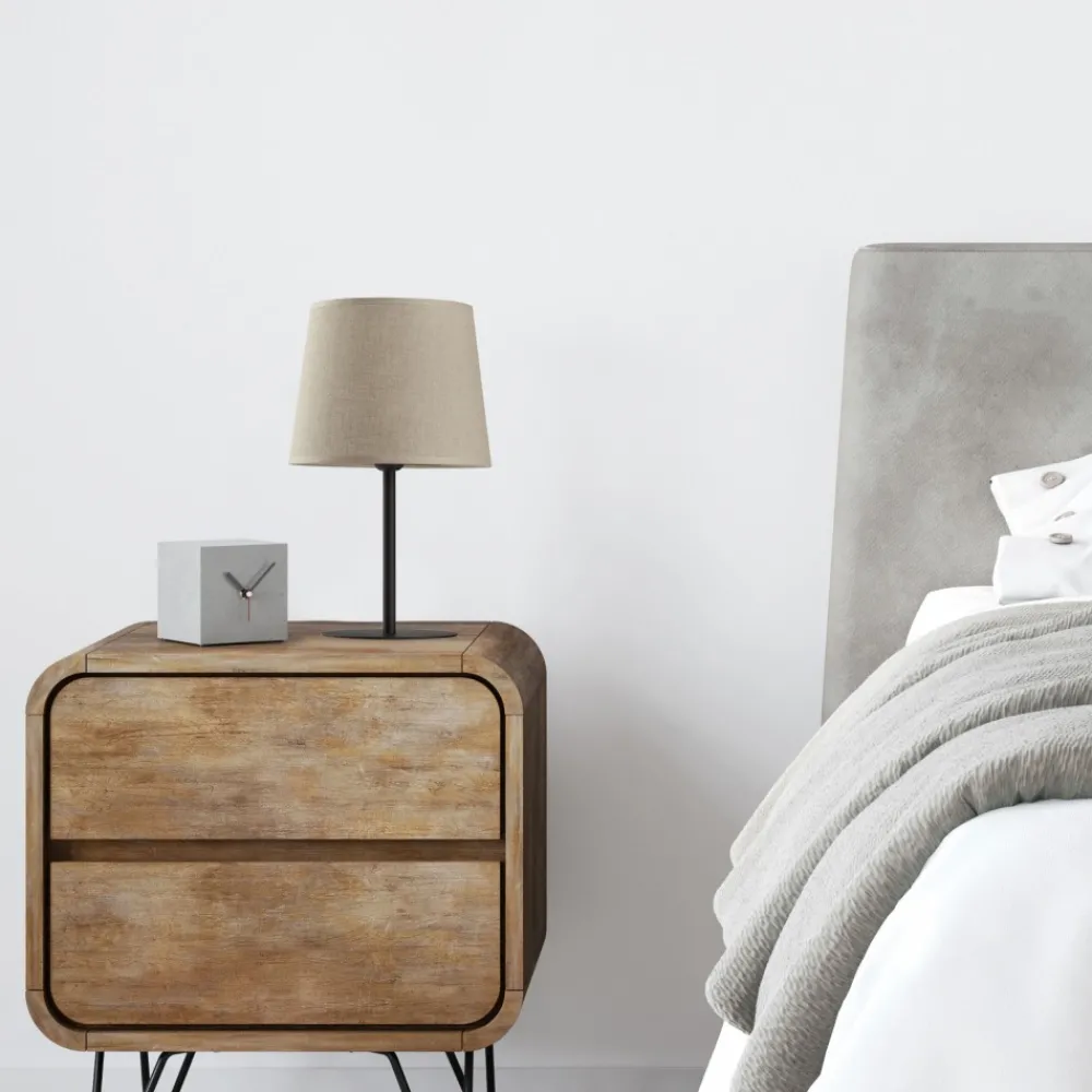 Lampka Nocna CHICAGO Czarny Beżowy Abażur 41 cm * TK Lighting