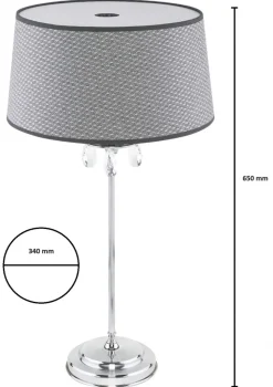Lampka Nocna EGIDA Srebrny Szary Abażur 1xE27 65 cm * Jupiter Clearance