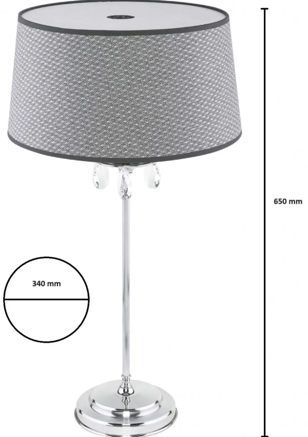 Lampka Nocna EGIDA Srebrny Szary Abażur 1xE27 65 cm * Jupiter Clearance