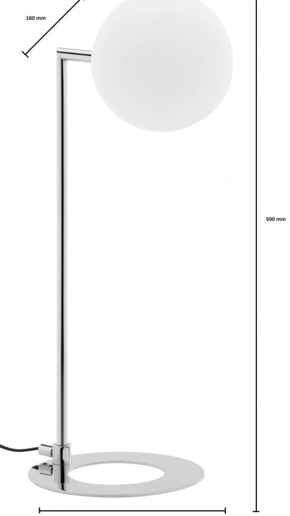 Lampka Nocna FEME Srebrny Biały Szklany Klosz 1xG9 50 cm * Jupiter Clearance