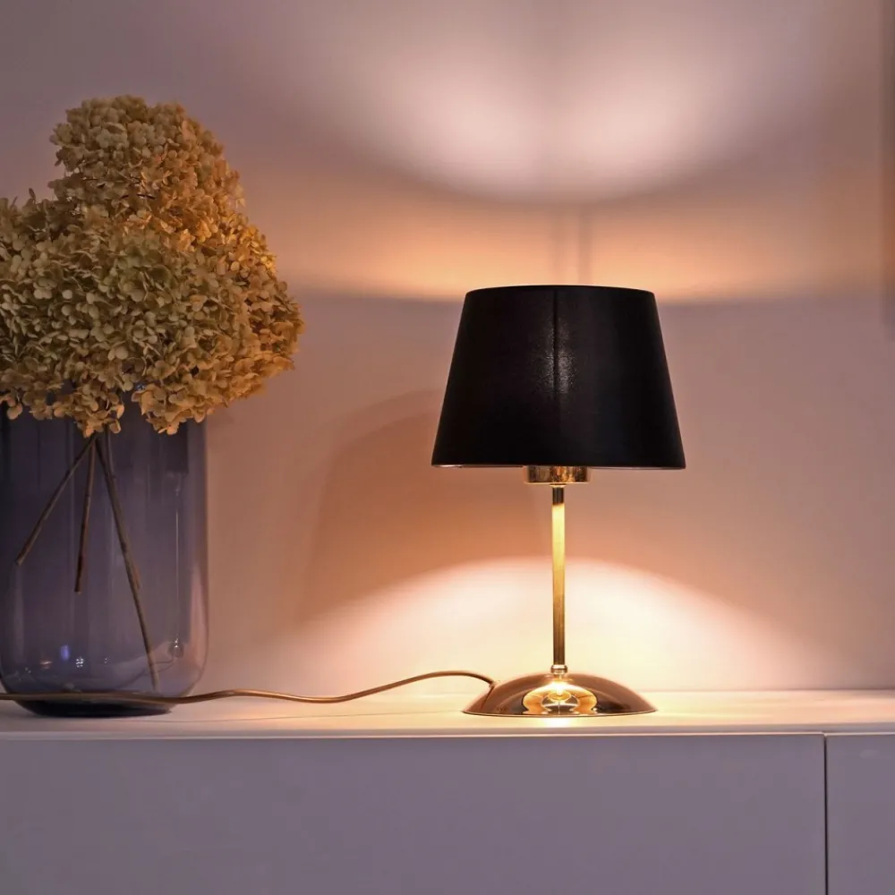 Lampka Nocna GLORY Złoty Czarny Abażur 33cm * TK Lighting Discount