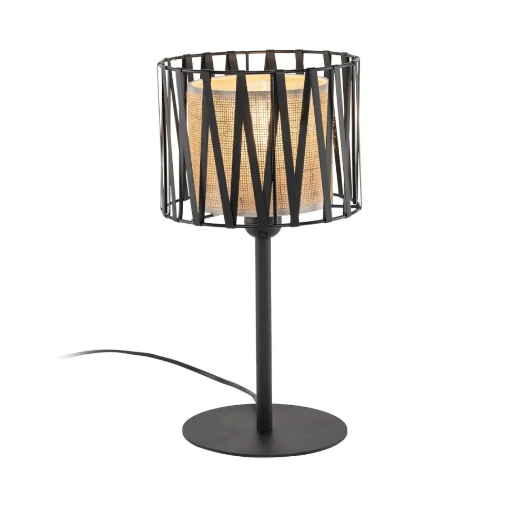 Lampka Nocna HARMONY Czarny Beżowy Abażur 37cm * TK Lighting Sale