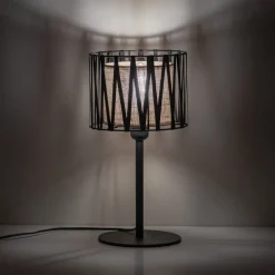 Lampka Nocna HARMONY Czarny Beżowy Abażur 37cm * TK Lighting Sale
