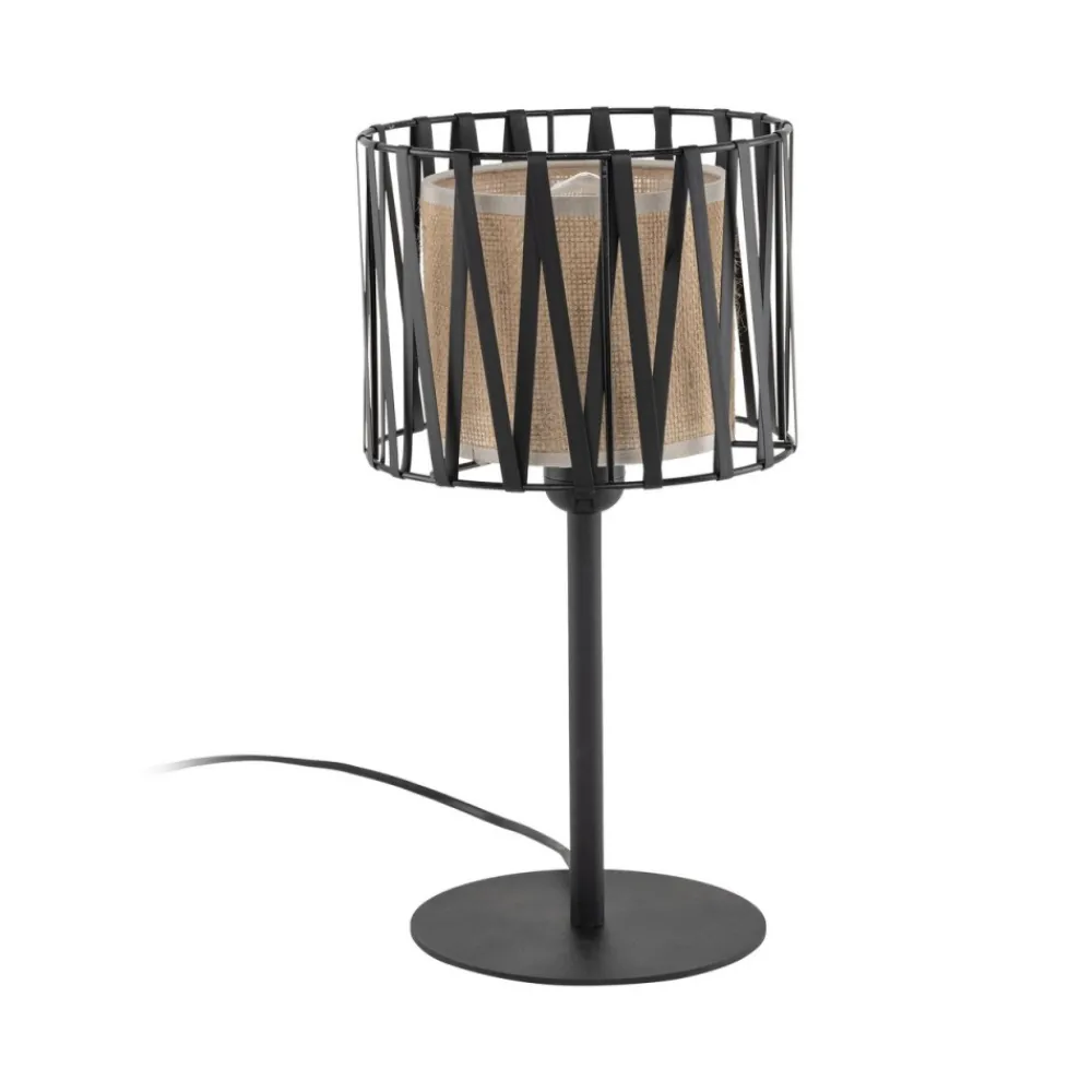 Lampka Nocna HARMONY Czarny Beżowy Abażur 37cm * TK Lighting Sale