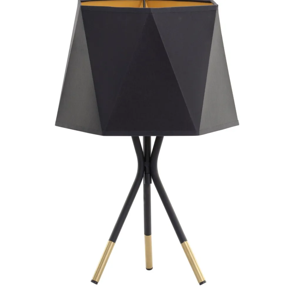 Lampka Nocna IVO Czarny Złoty Abażur 45cm * TK Lighting Outlet
