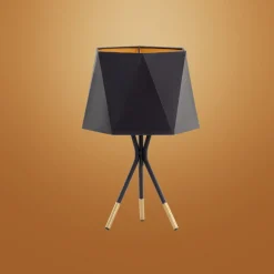 Lampka Nocna IVO Czarny Złoty Abażur 45cm * TK Lighting Outlet